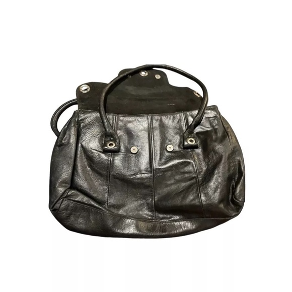 Sofia C. Genuine Leather Tote Womens Black Large Bag Made in Italy - Picture 1 of 4